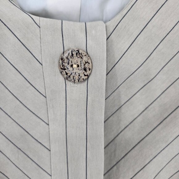 Ilie Wacs 6 beige diagonal stripe wood button blazer jacket VTG UNION tag USA - Picture 6 of 14